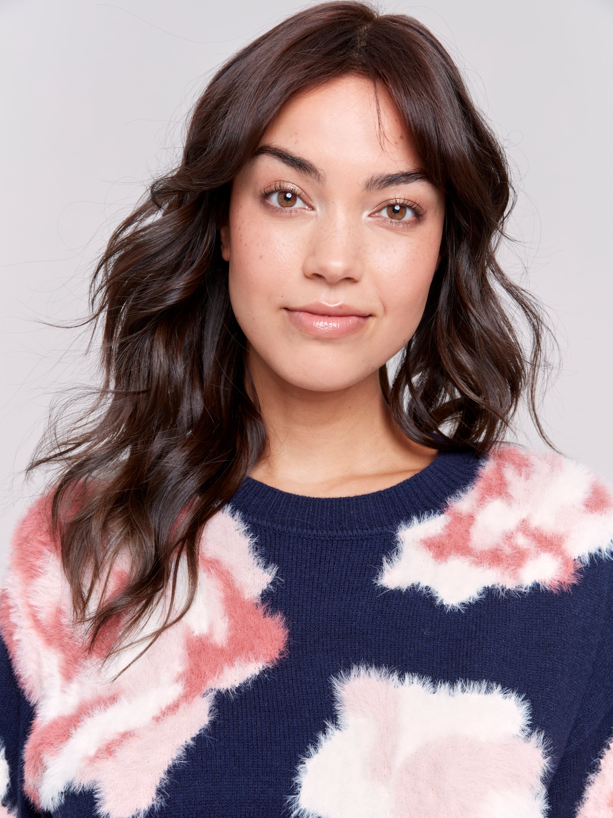 Floral Jacquard Crew Neck Sweater by Charlie B