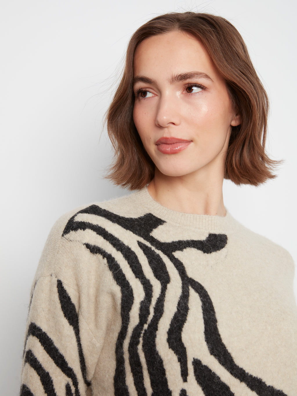 Charlie B Long Sleeve Zebra Print Sweater