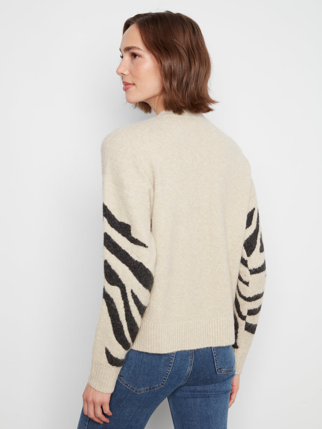 Charlie B Long Sleeve Zebra Print Sweater