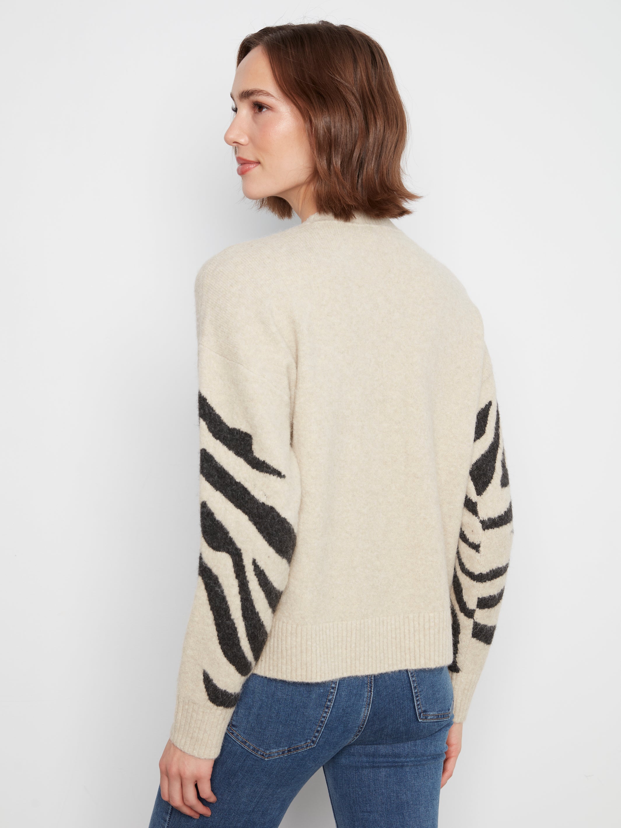 Charlie B Long Sleeve Zebra Print Sweater