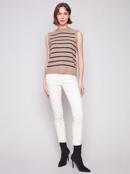V-Neck Striped Sweater Vest by Charlie B