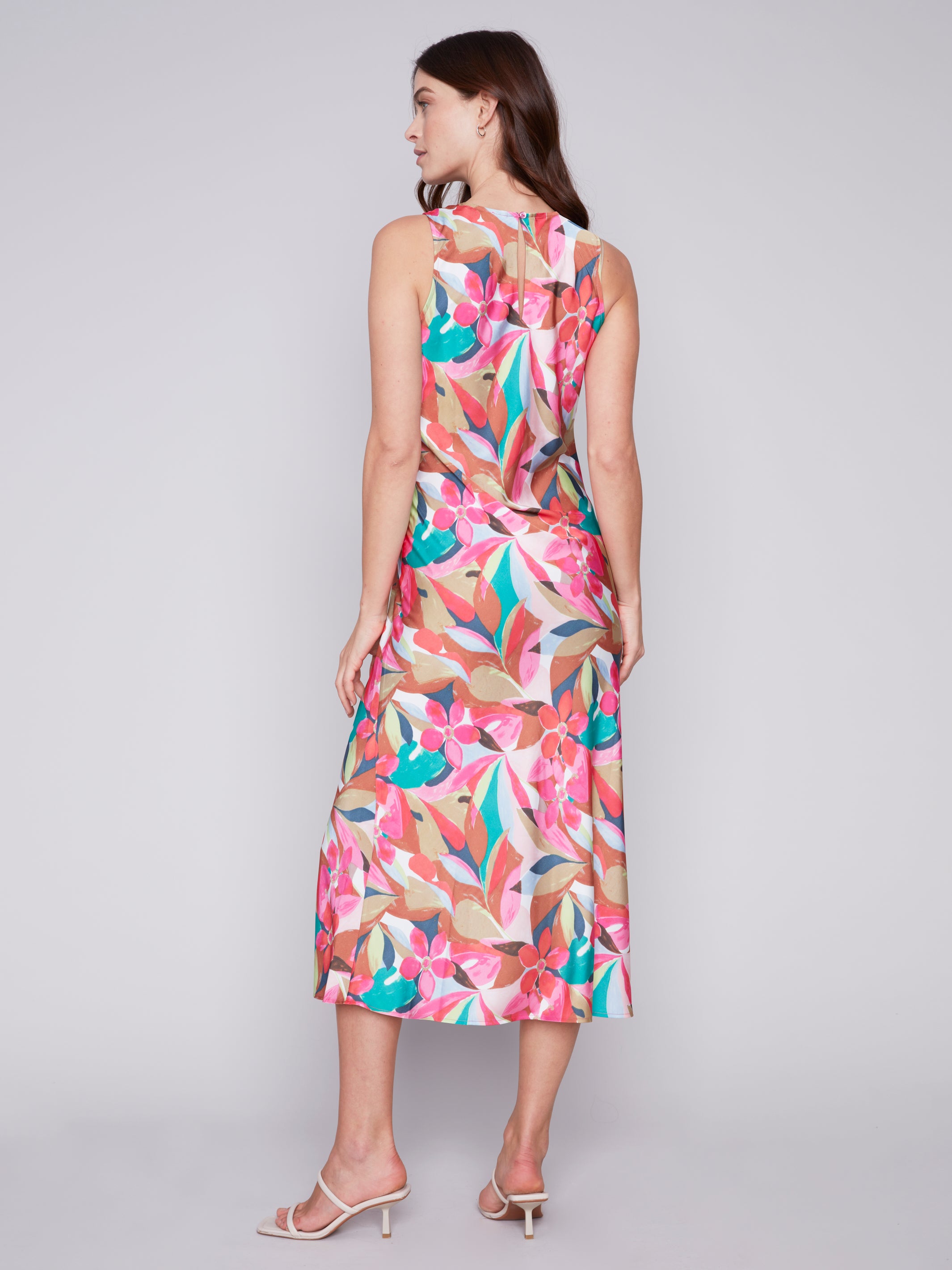 Sateen Sleeveless Bold Printed Midi Dress by Charlie B