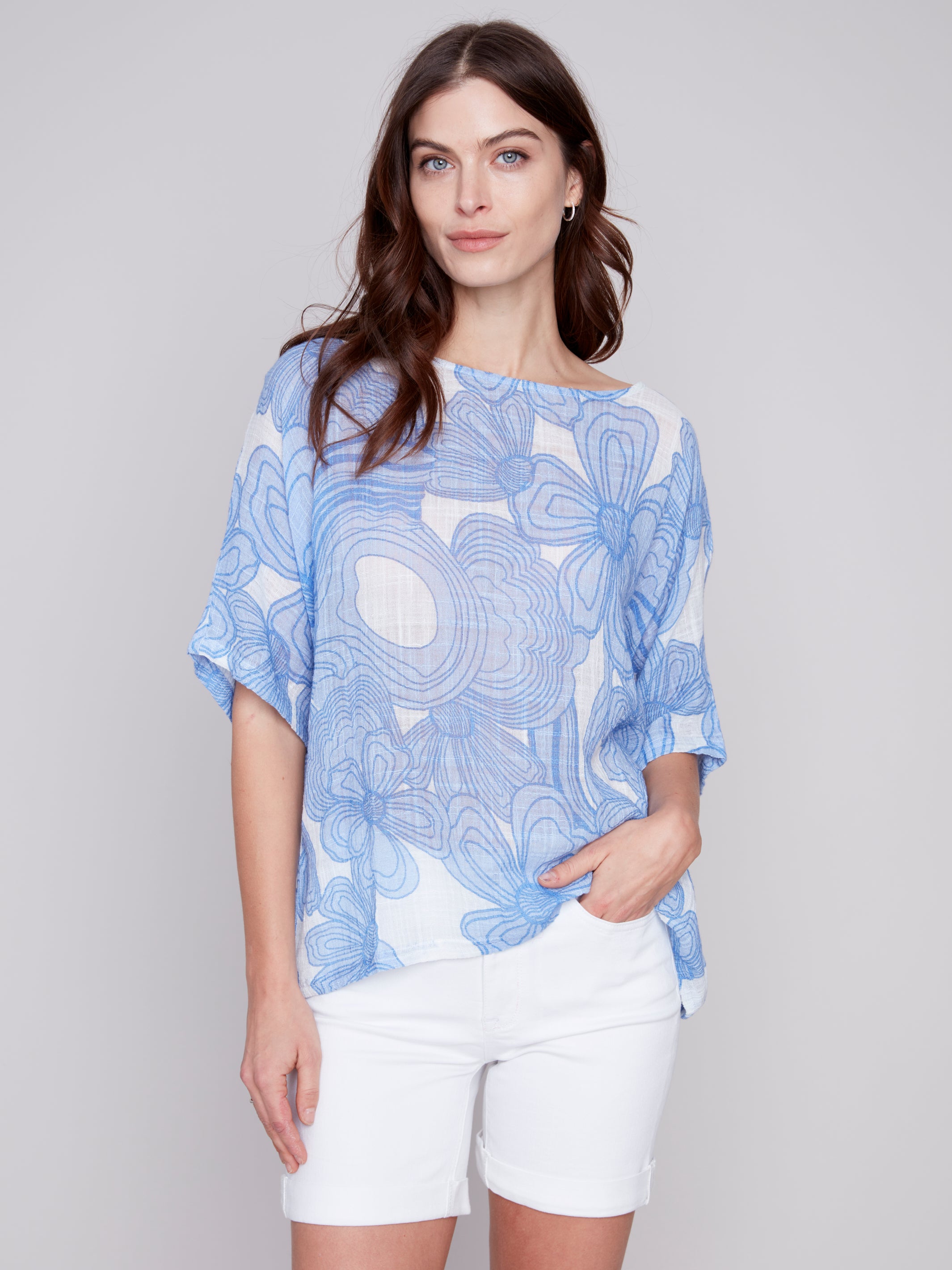 Summer Blossoms Gauze Top by Charlie B