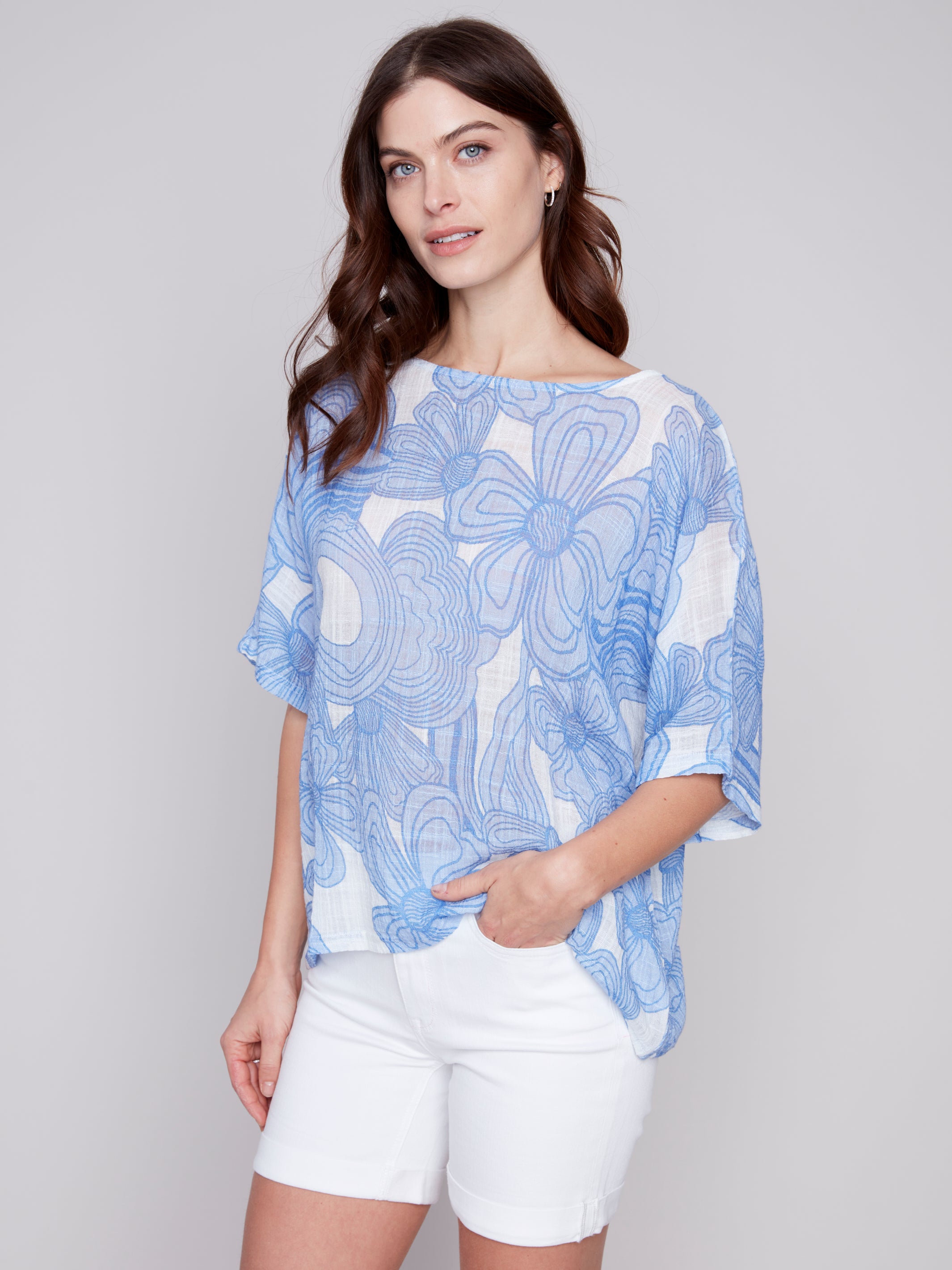 Summer Blossoms Gauze Top by Charlie B