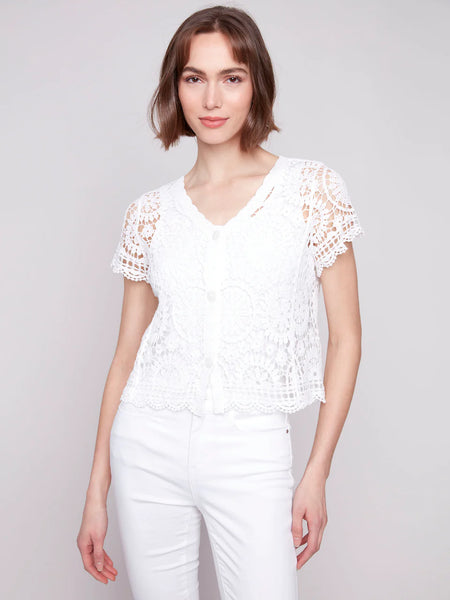 Short Sleeve Crochet Bolero Cardigan by Charlie B