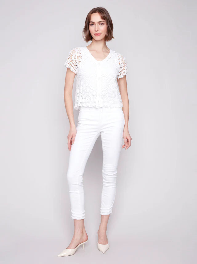 Short Sleeve Crochet Bolero Cardigan by Charlie B