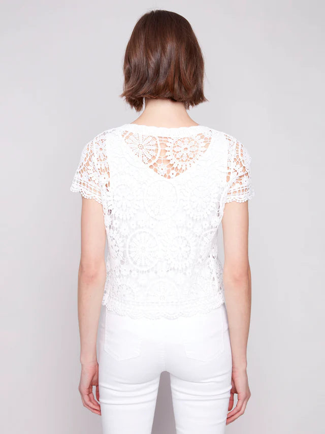 Short Sleeve Crochet Bolero Cardigan by Charlie B