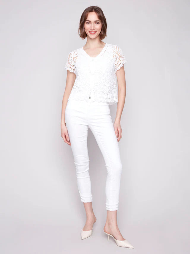 Short Sleeve Crochet Bolero Cardigan by Charlie B