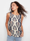 Printed Sleeveless Linen Blend Blouse - Tahiti by Charlie B