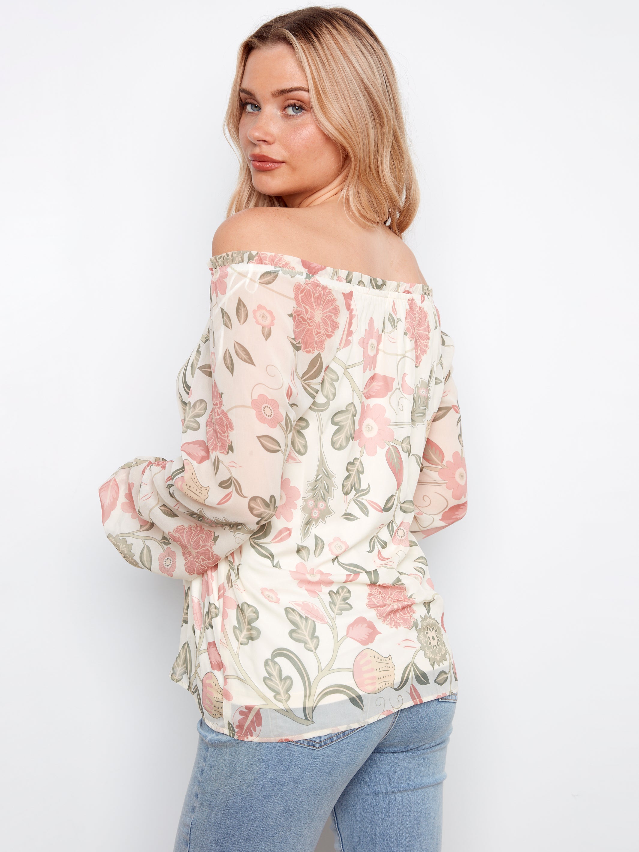 Romantic Balloon Sleeve On or Off the Shoulder Blouse by Charlie B