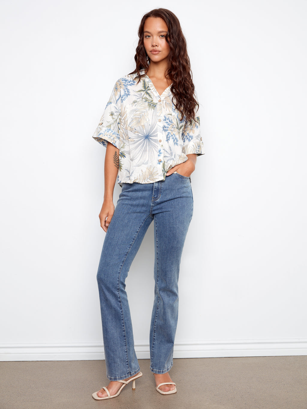 Hawaiian Printed Short Sleeve Linen Blend Shirt by Charlie B