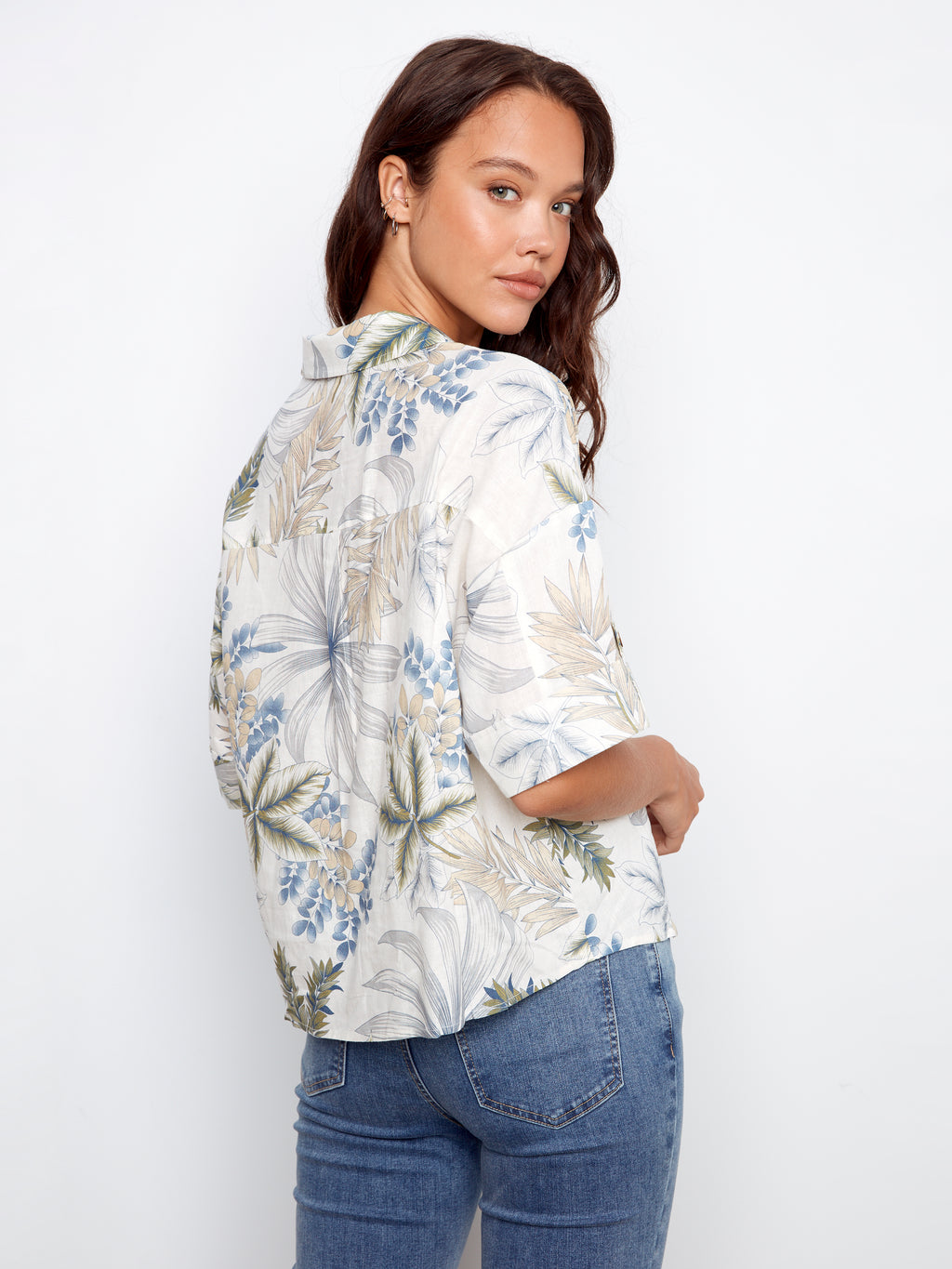 Hawaiian Printed Short Sleeve Linen Blend Shirt by Charlie B