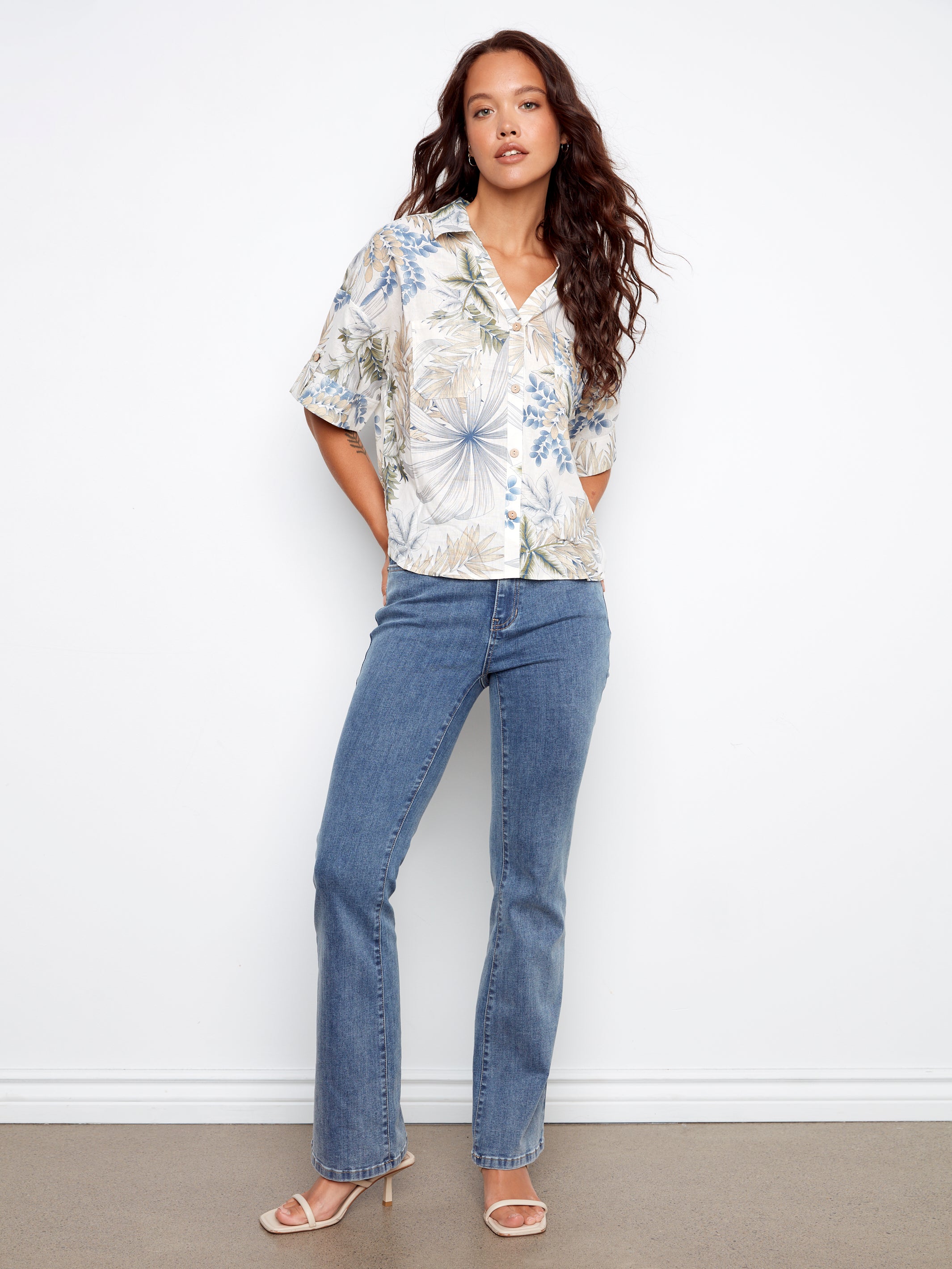 Hawaiian Printed Short Sleeve Linen Blend Shirt by Charlie B