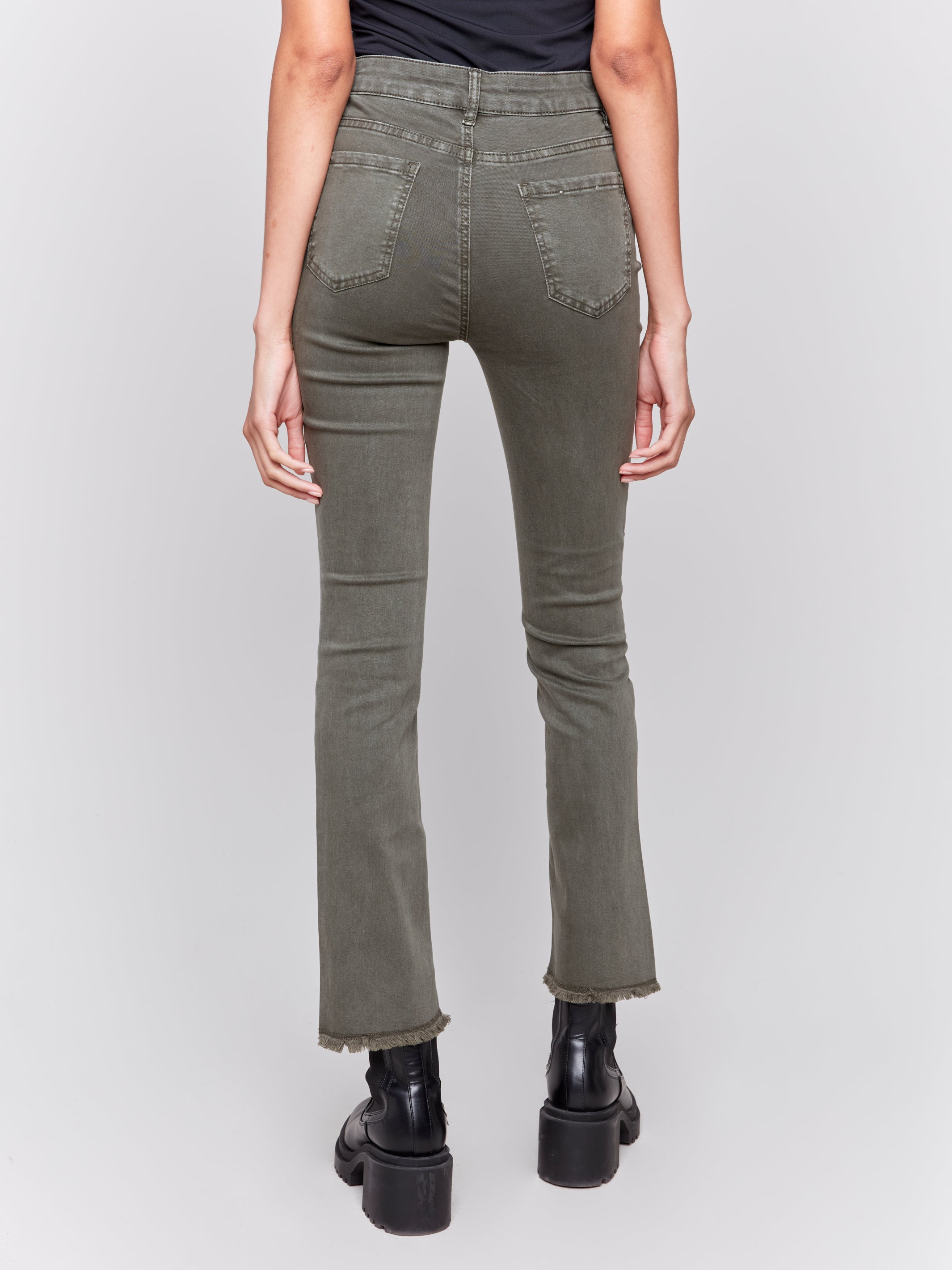 Bootcut Twill Pant with Asymmetrical Hem by Charlie B