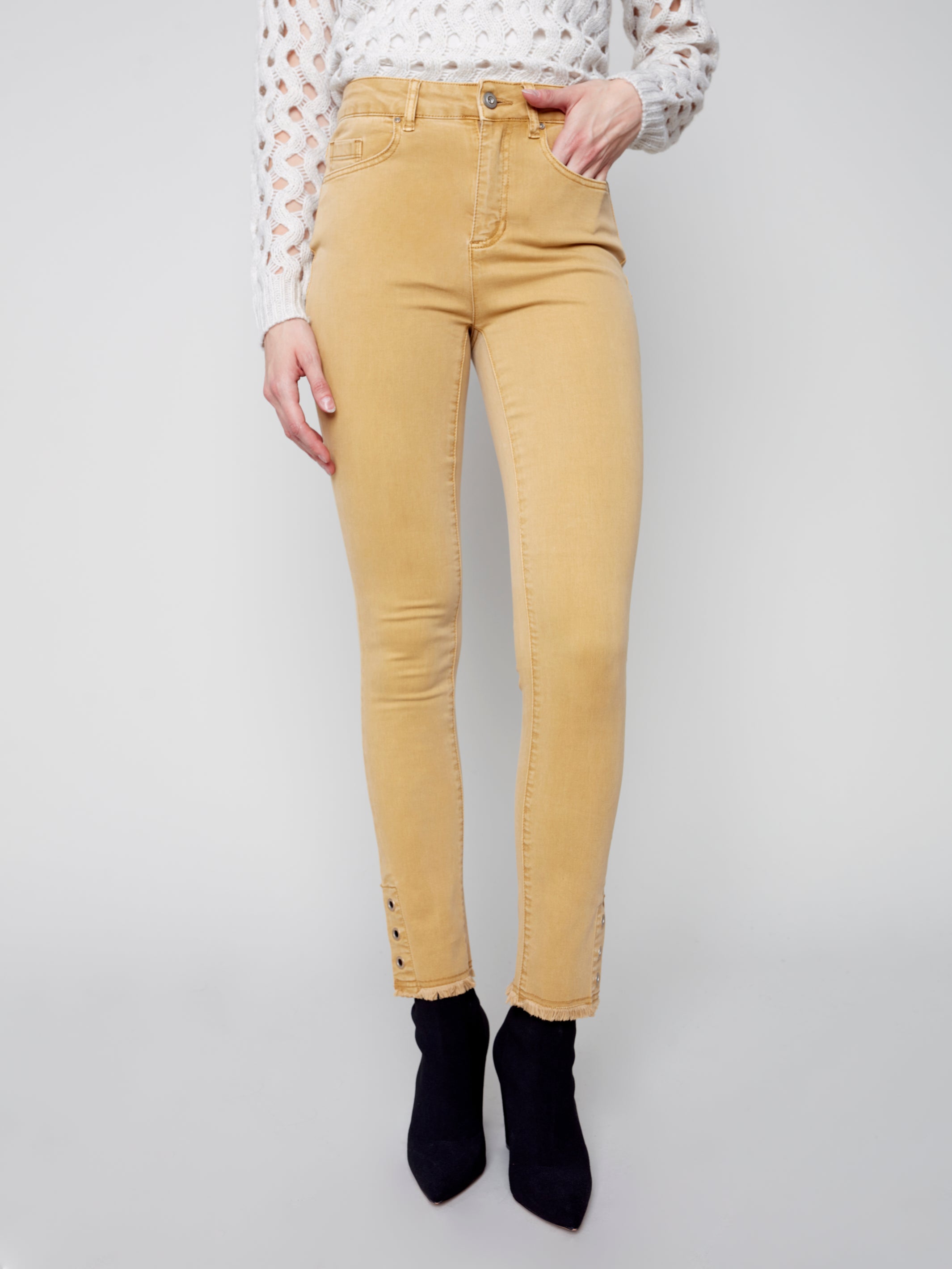 Gold Grommet Ankle Pant by Charlie B