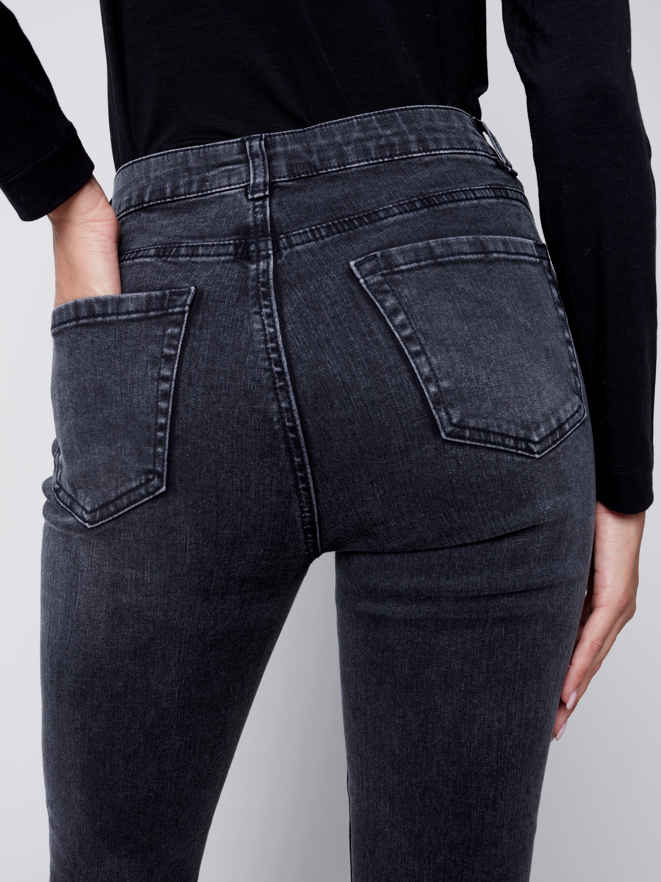 Jeans with Removable Feather Hem by Charlie B