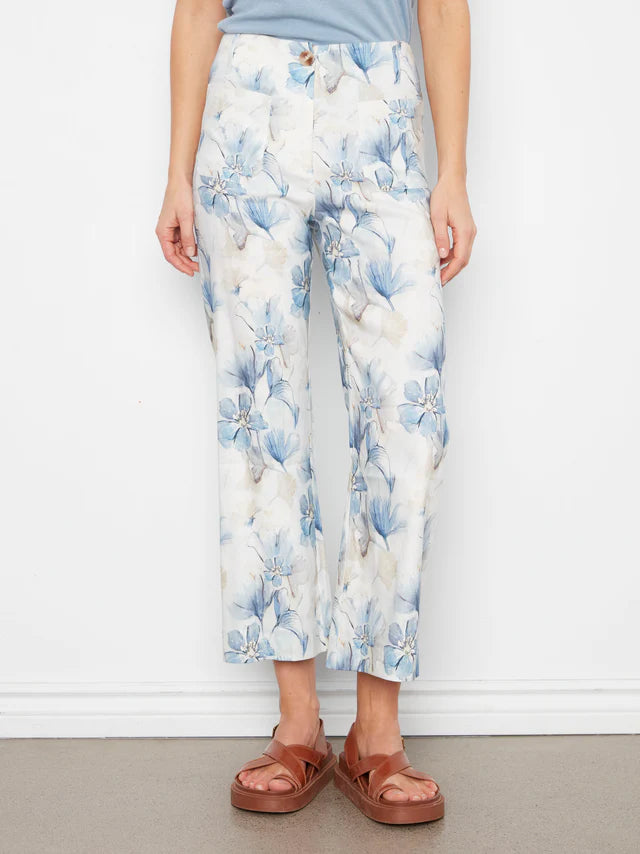 Serene Printed Cropped Patch Pocket Flare Pants by Charlie B