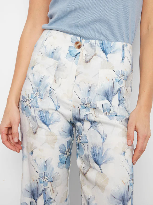 Serene Printed Cropped Patch Pocket Flare Pants by Charlie B