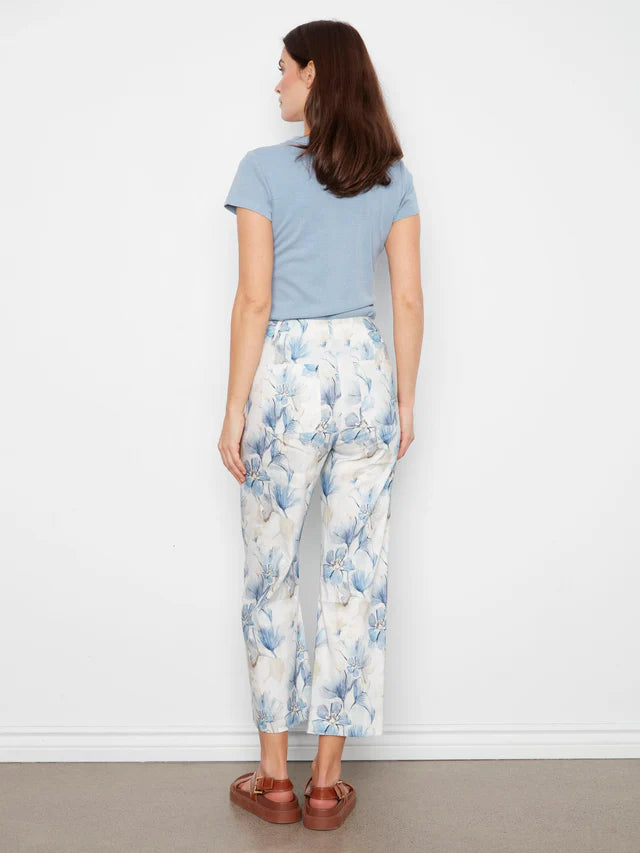 Serene Printed Cropped Patch Pocket Flare Pants by Charlie B