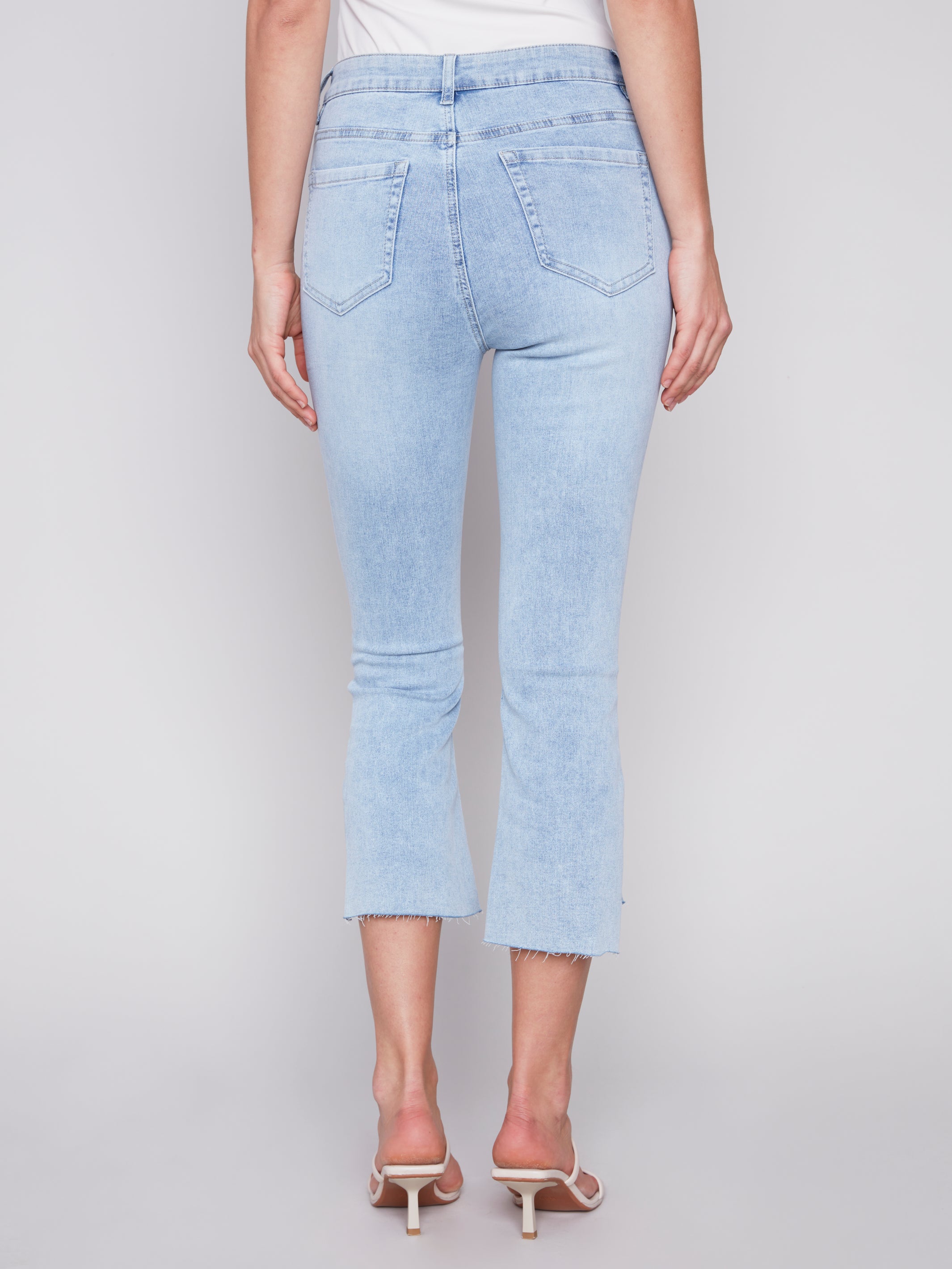 Cropped Kick Flare Jeans with Asymmetrical Hem by Charlie B