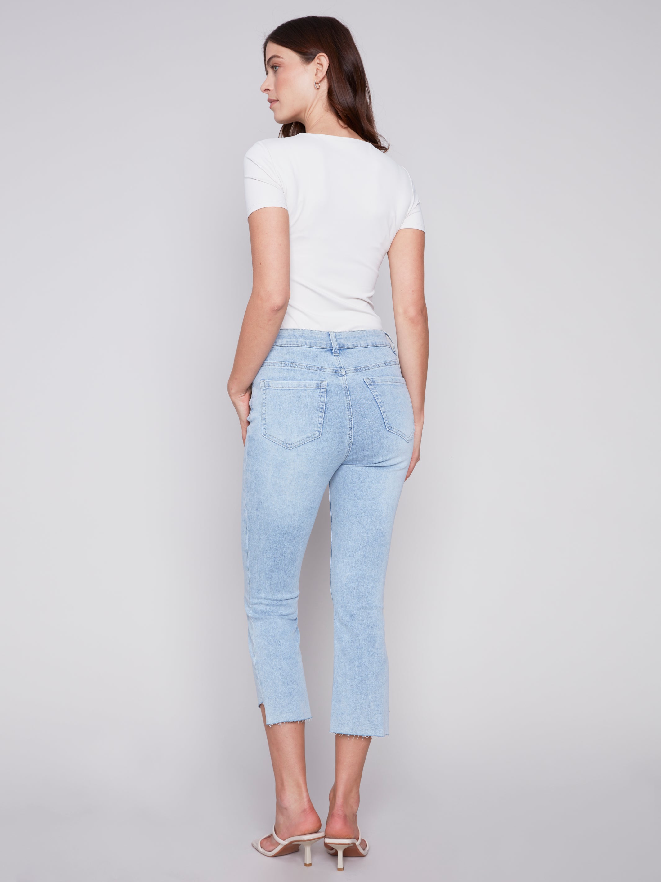 Cropped Kick Flare Jeans with Asymmetrical Hem by Charlie B