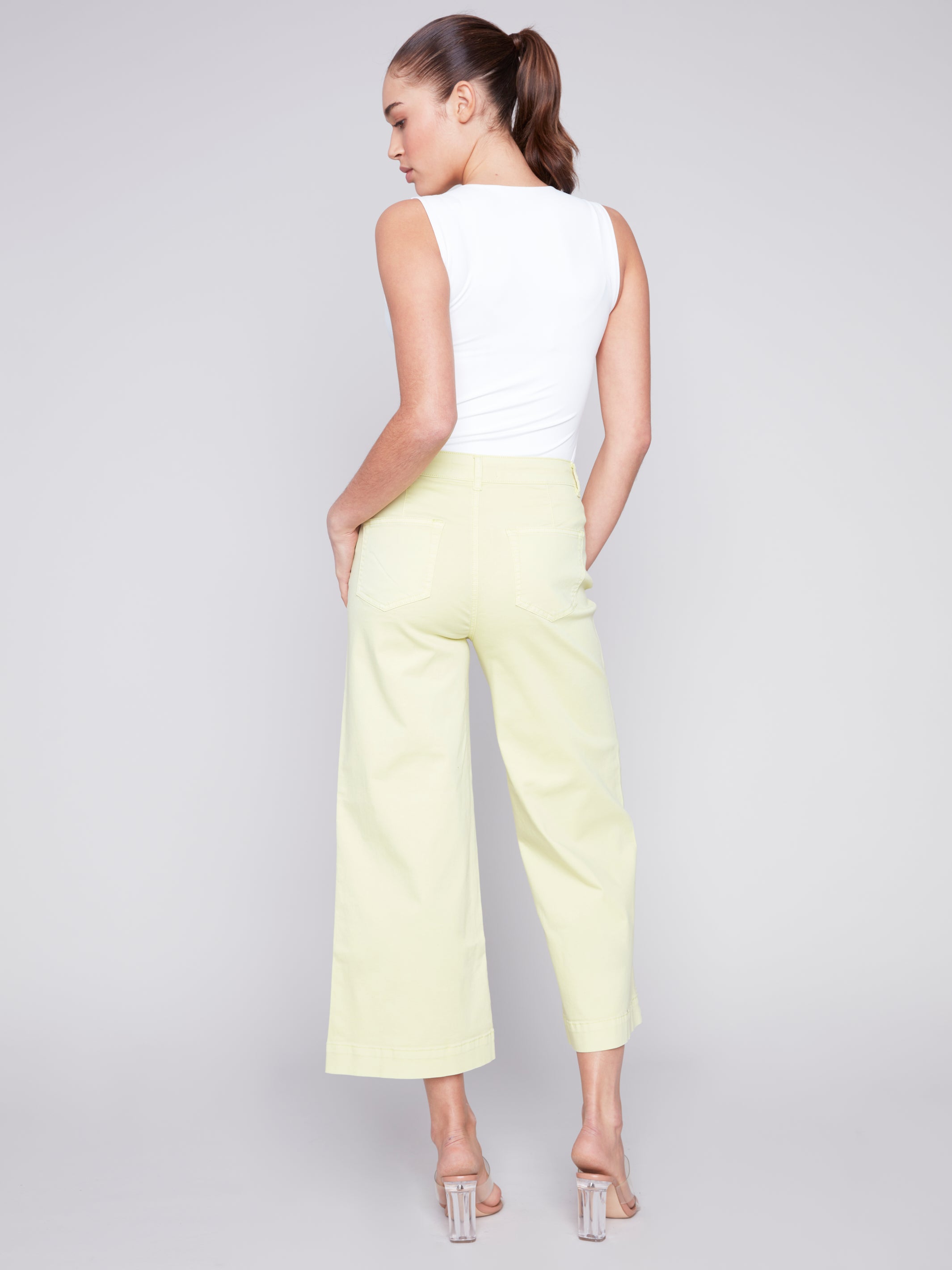 Wide Leg Twill Pant with Patch Pockets by Charlie B