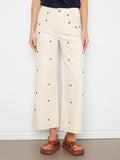 Embroidered Cropped Patch Pocket Flare Twill Pants - Natural by Charlie B