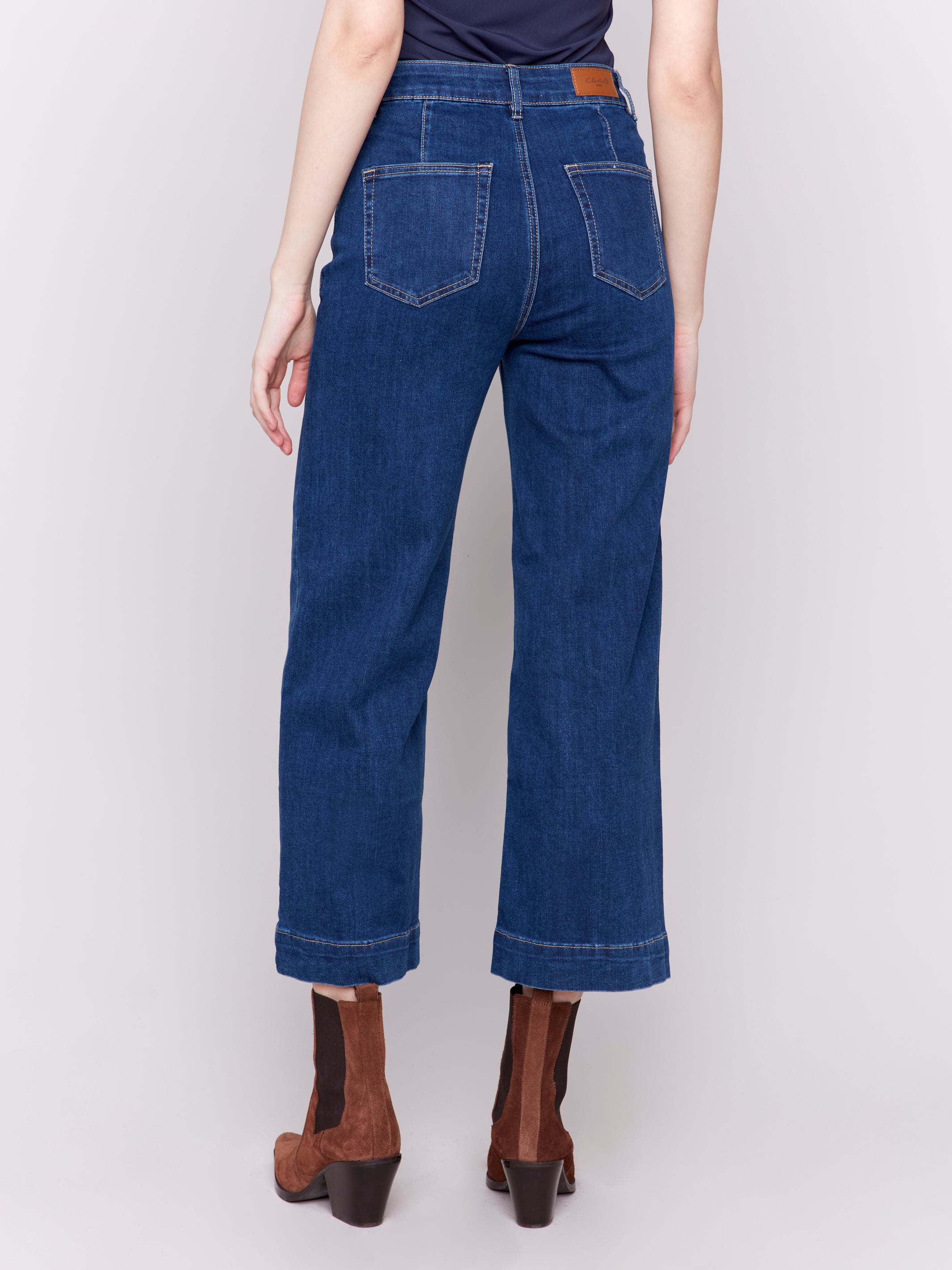 Patch Pocket Cropped Flare Leg Jeans by Charlie B