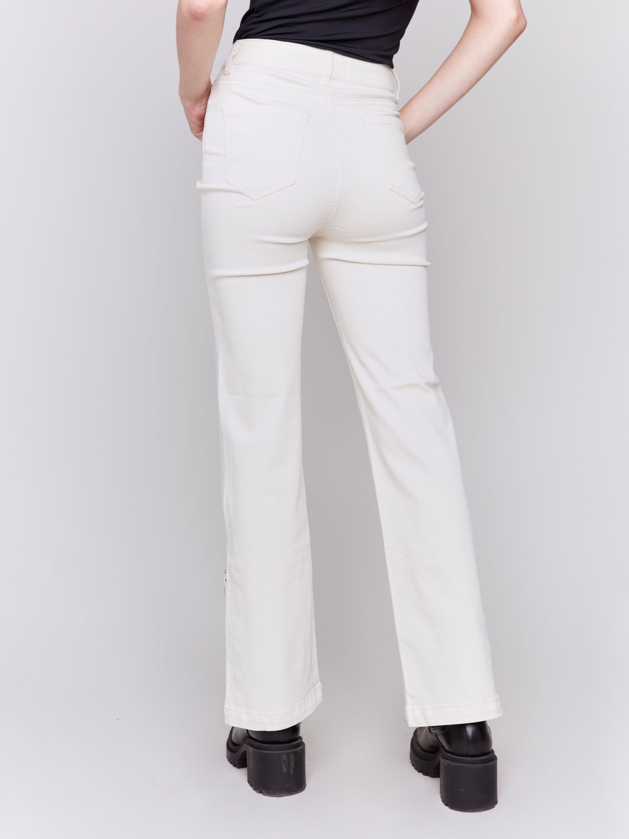 Flare Twill Pant with Button Details by Charlie B