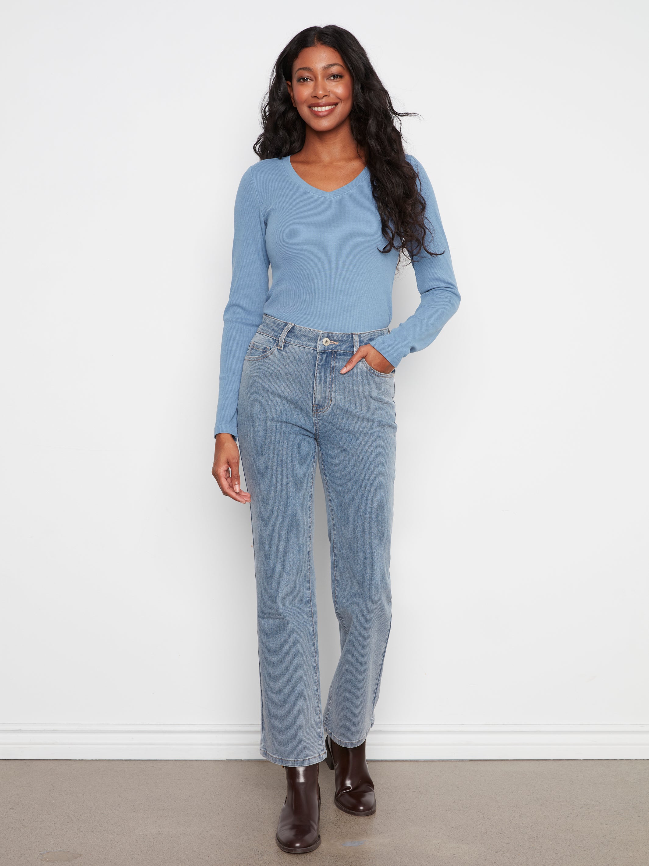 Charlie B Denim Corduroy Straight Leg Pant