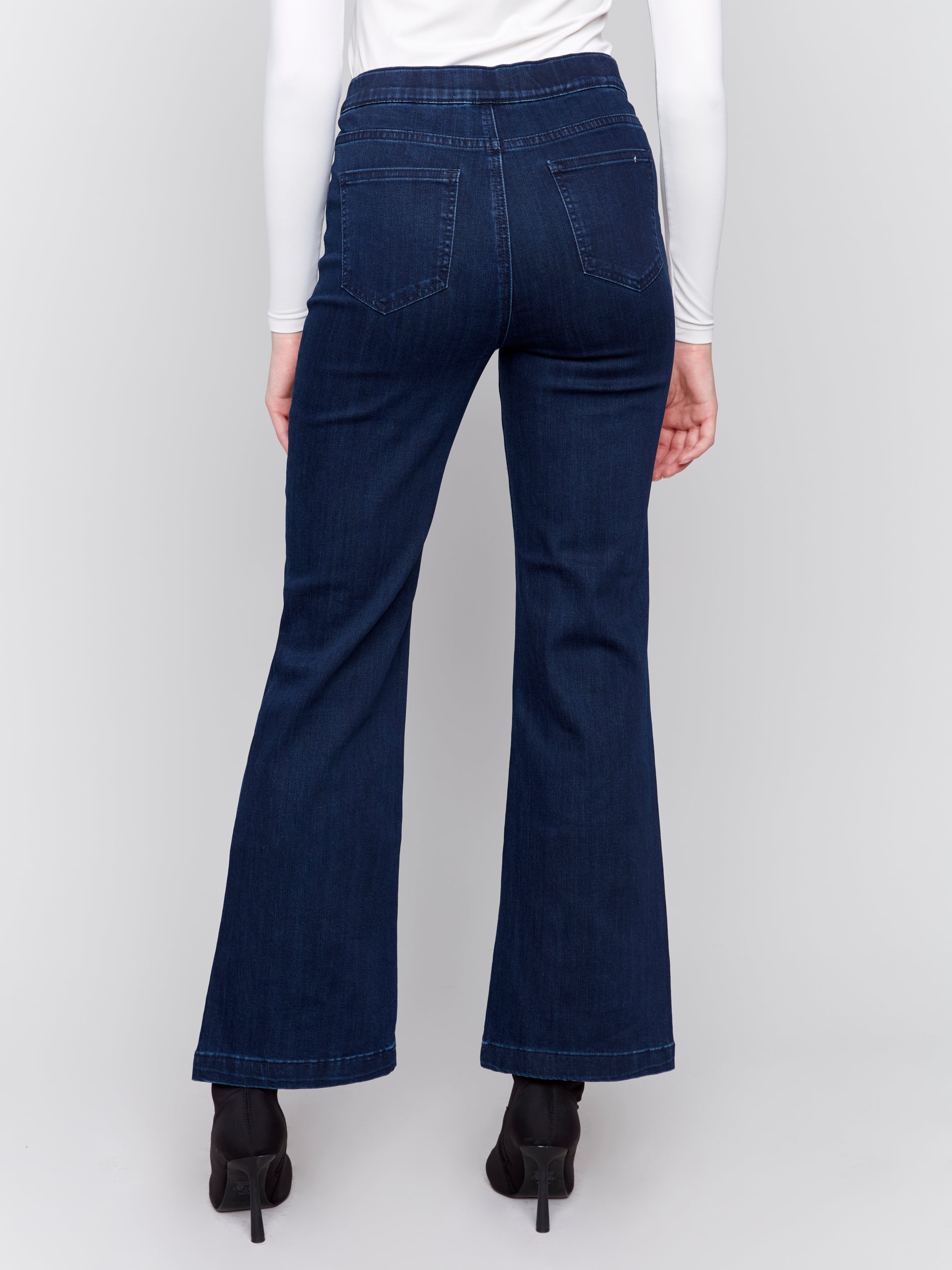 Pull-On Flare Leg Jeans with Front Buttons by Charlie B