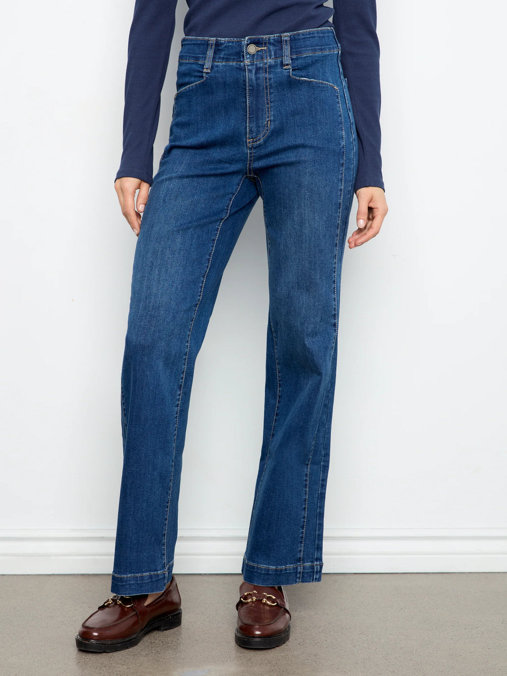 Charlie B Straight Leg Jeans with Front Panel Pockets