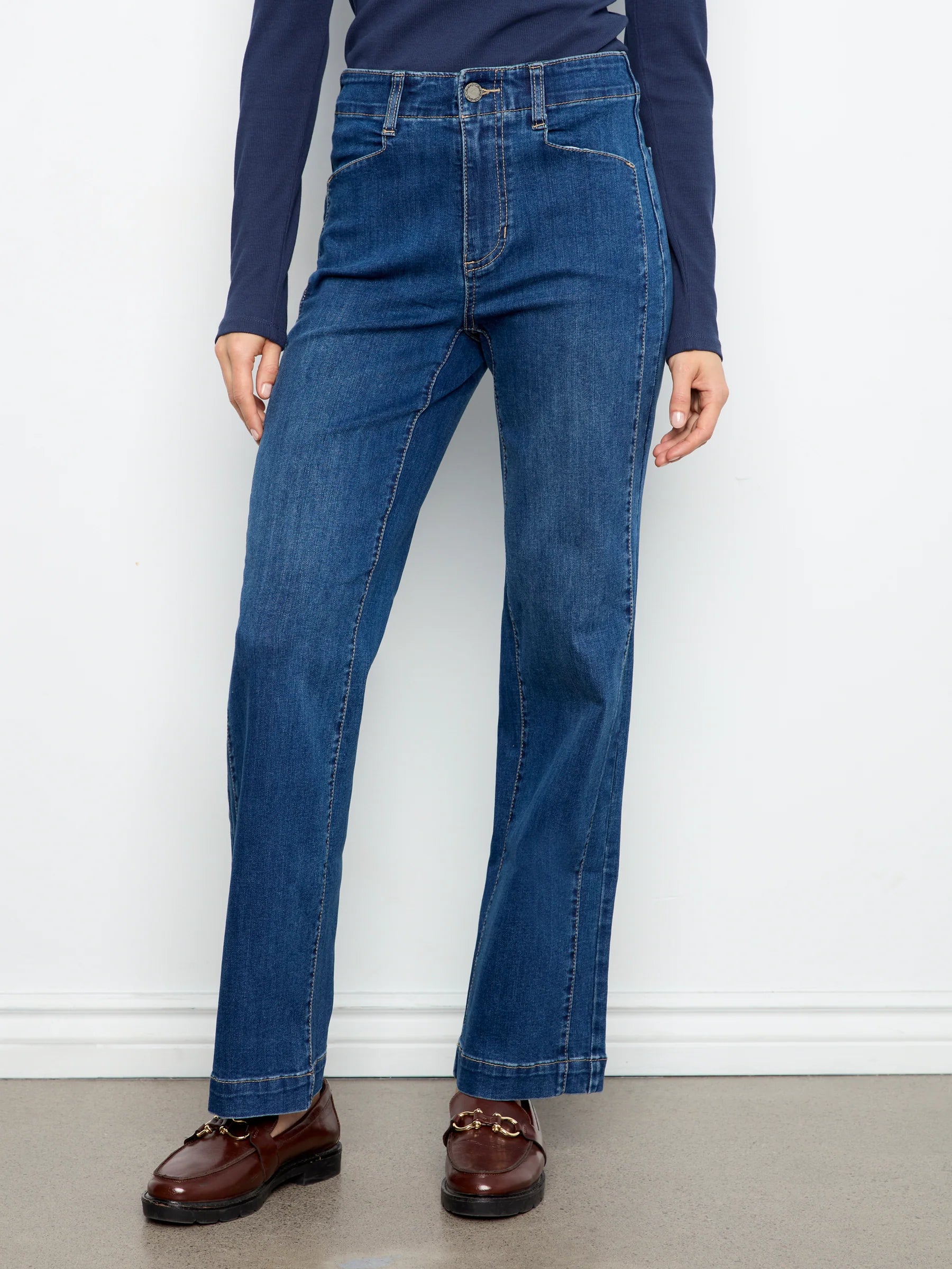Charlie B Straight Leg Jeans with Front Panel Pockets
