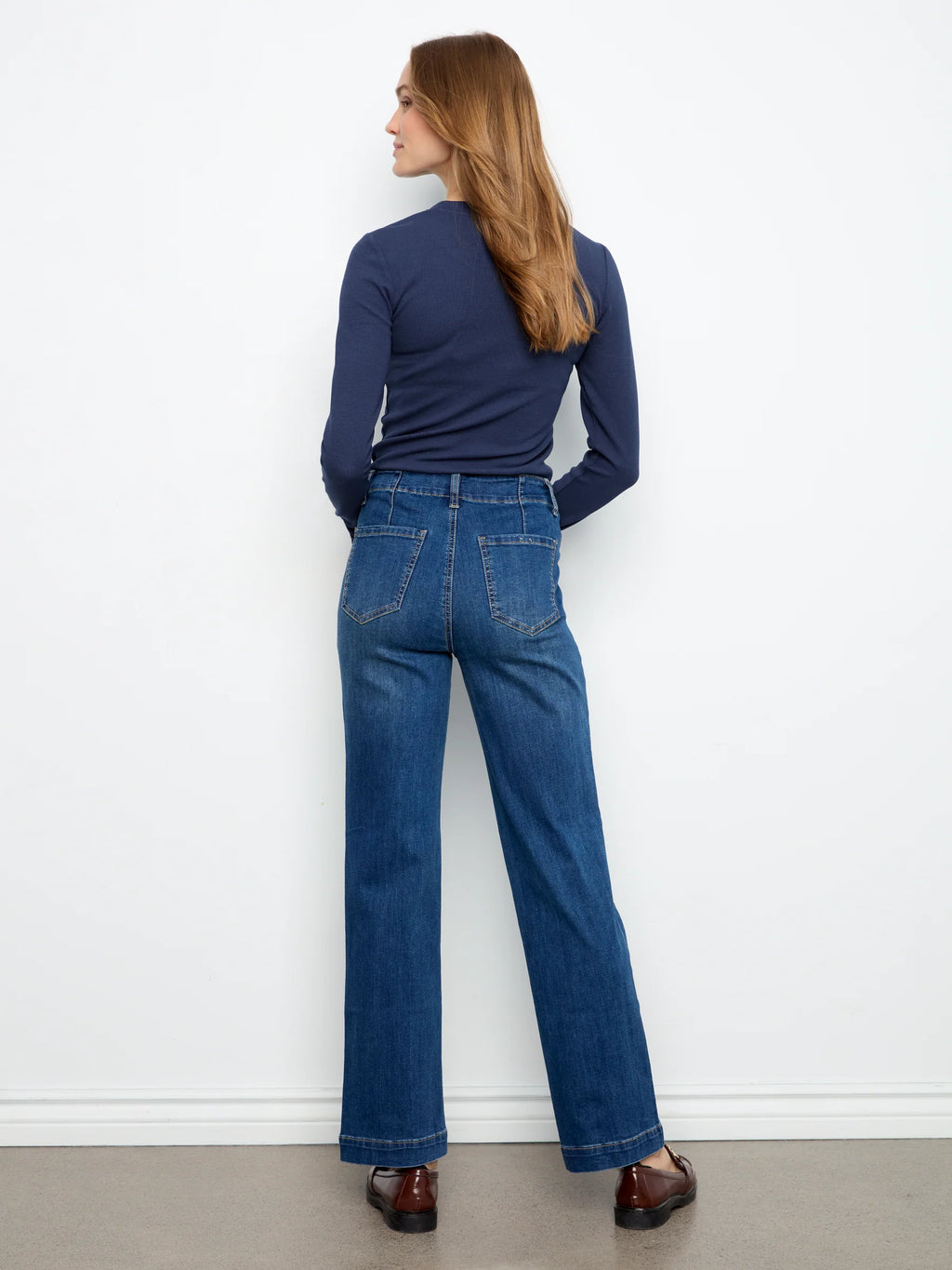 Charlie B Straight Leg Jeans with Front Panel Pockets