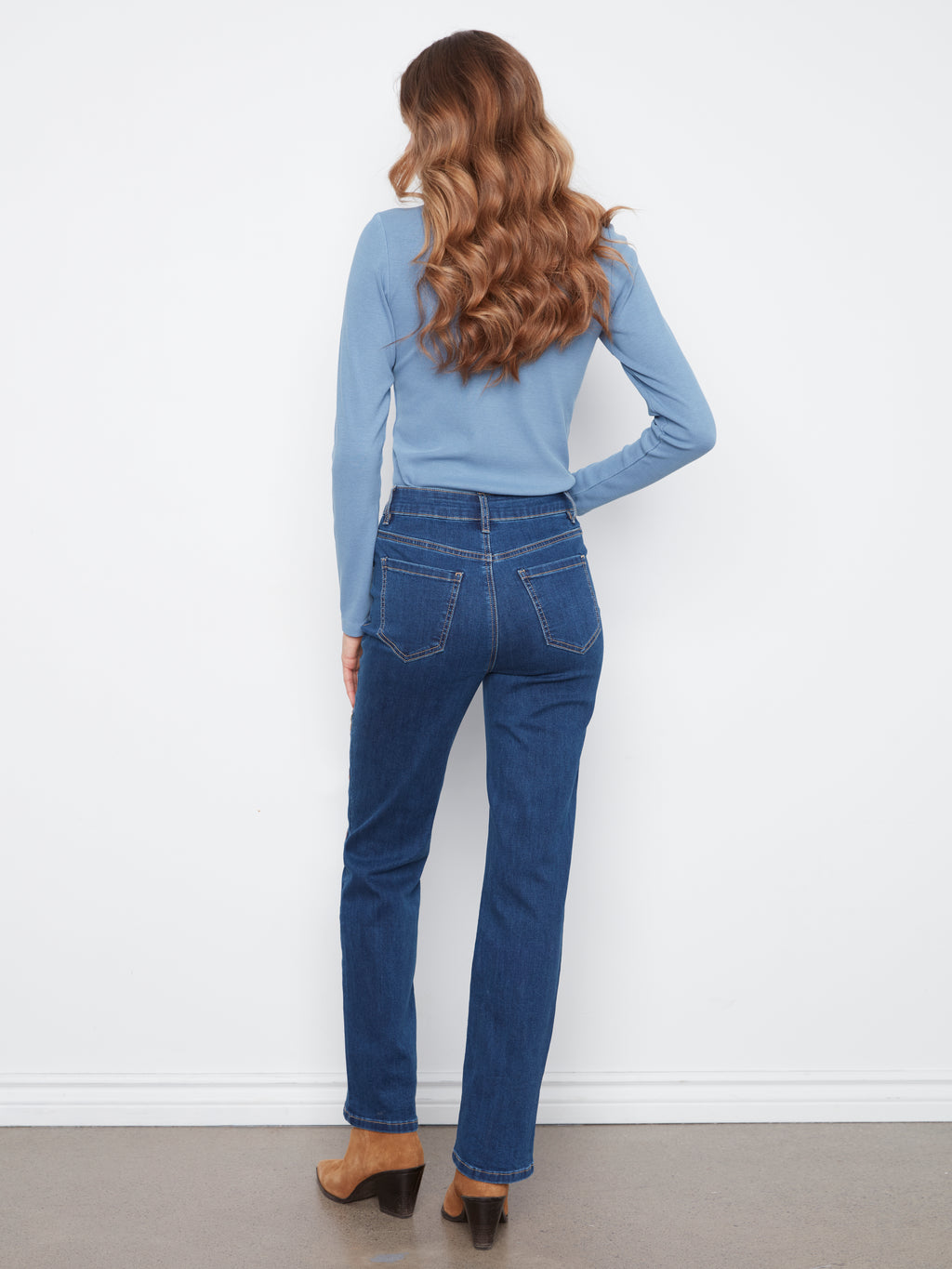 Floral Embroidered Straight Leg Jeans by Charlie B