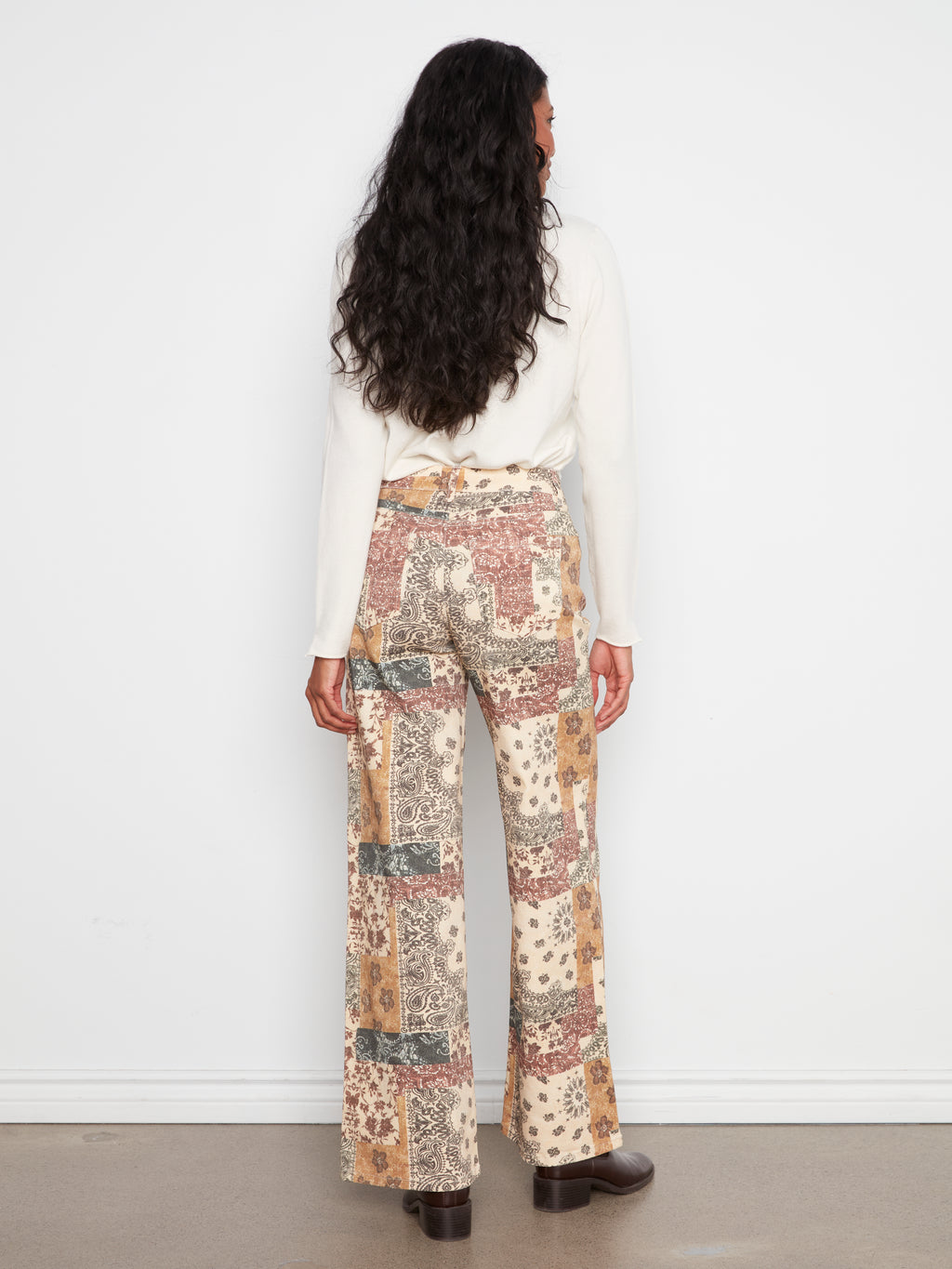 Wide Leg Printed Pants in Quilt Pattern