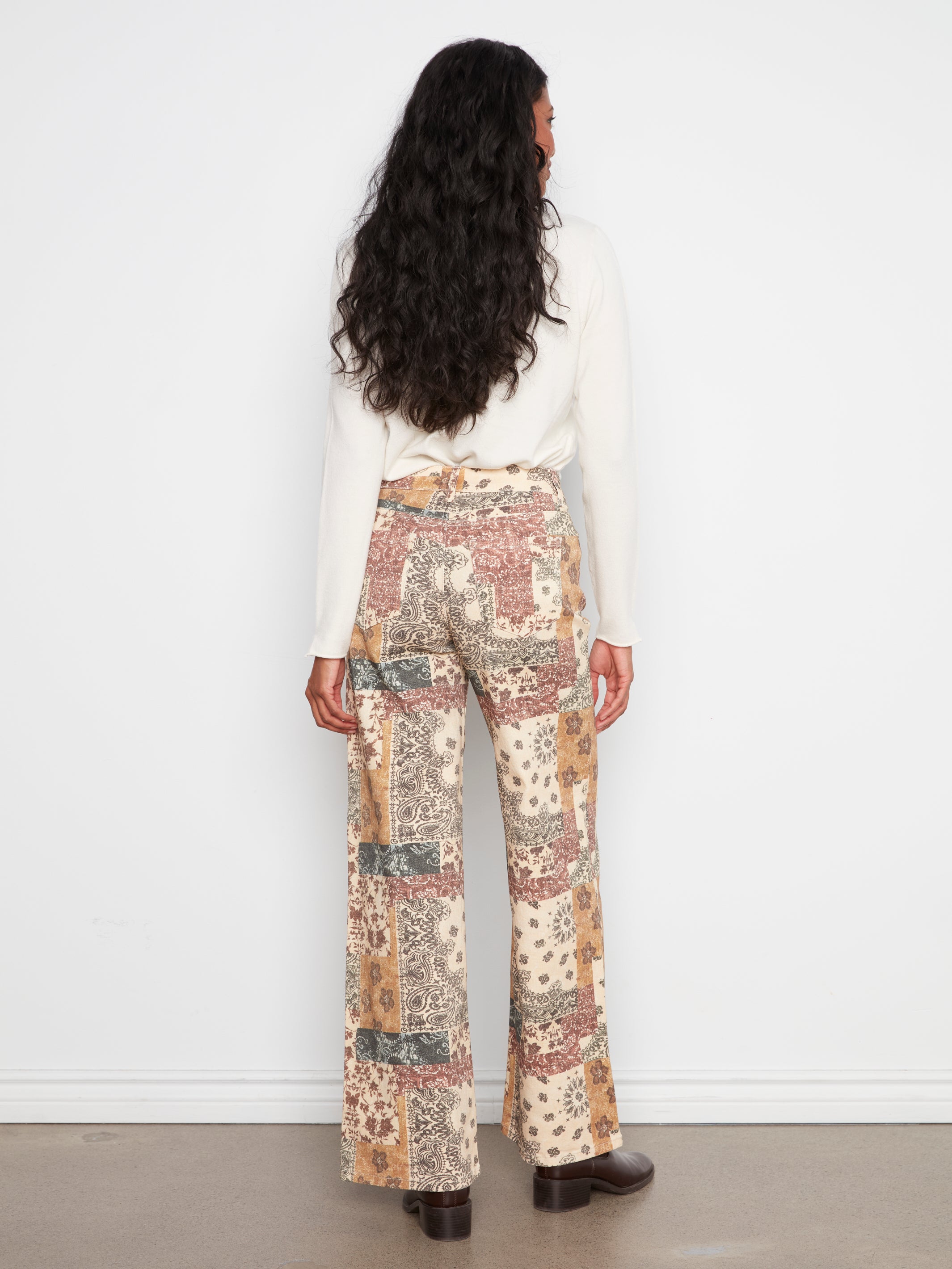 Wide Leg Printed Pants in Quilt Pattern