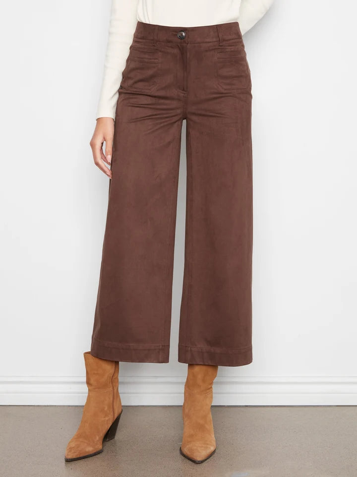 Faux Suede Cropped Wide Leg Pant by Charlie B