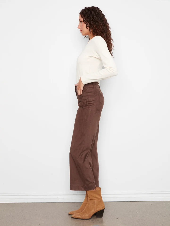 Faux Suede Cropped Wide Leg Pant by Charlie B