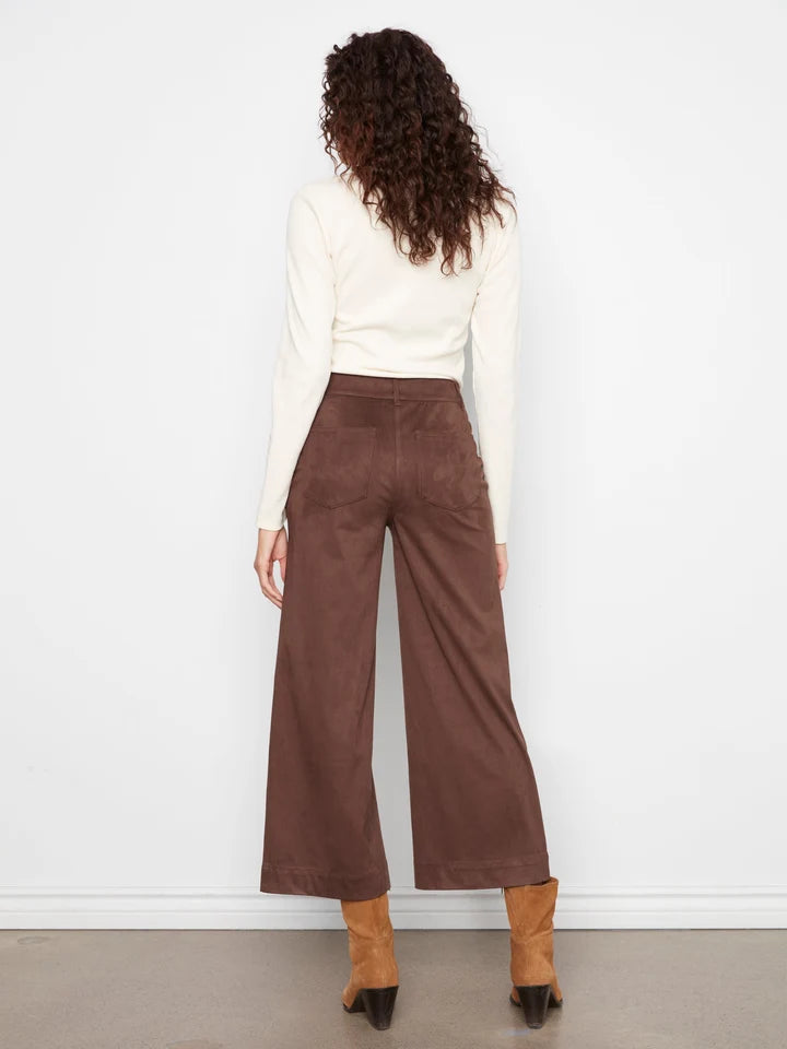 Faux Suede Cropped Wide Leg Pant by Charlie B