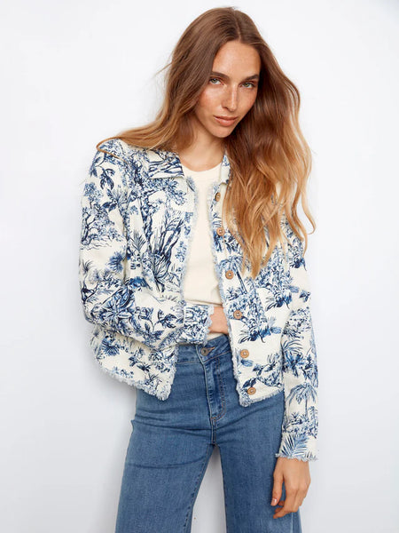Versailles Print Linen Blend Jacket by Charlie B