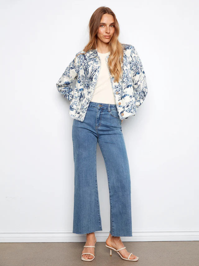 Versailles Print Linen Blend Jacket by Charlie B