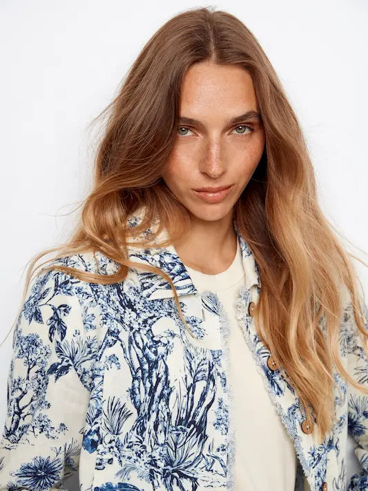 Versailles Print Linen Blend Jacket by Charlie B