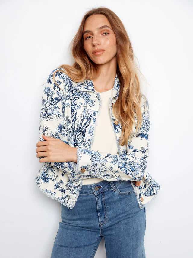Versailles Print Linen Blend Jacket by Charlie B