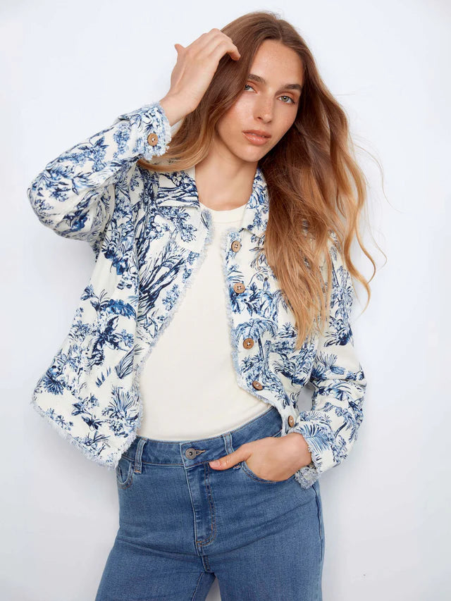 Versailles Print Linen Blend Jacket by Charlie B