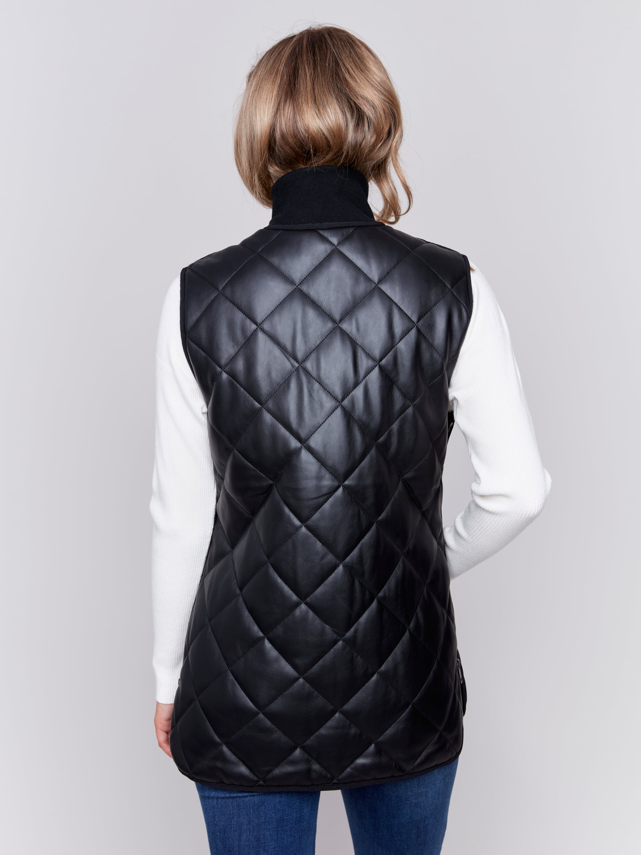 Quilted Faux Leather Vest by Charlie B