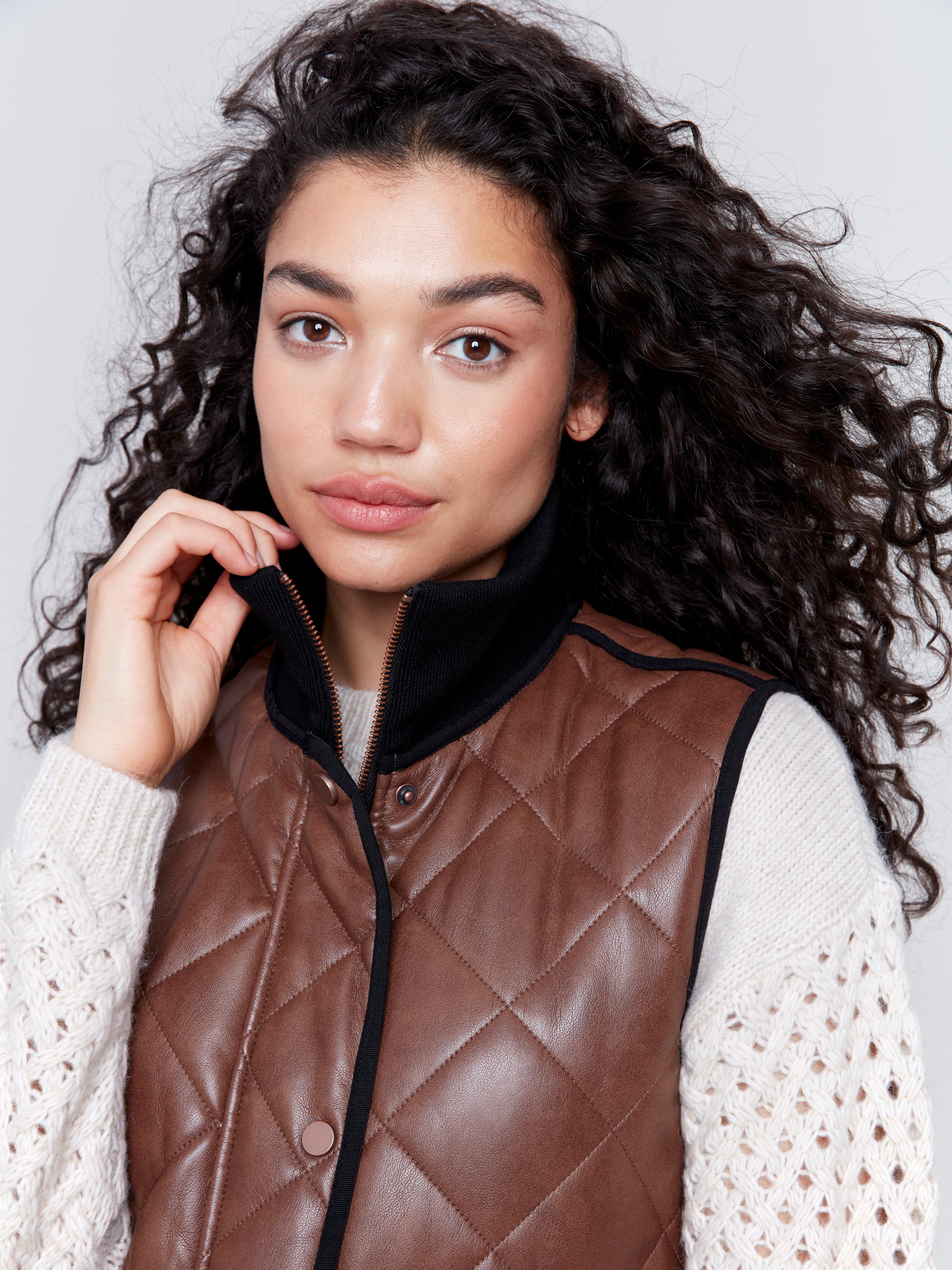 Quilted Faux Leather Vest by Charlie B