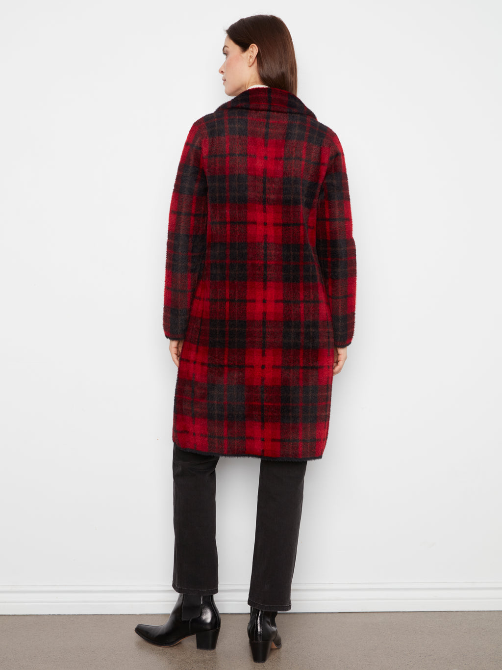 Charlie B Long Plaid Knit Coatigan