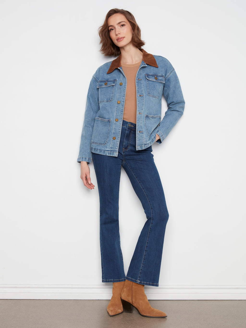 Denim Barn Jacket with Corduroy Collar by Charlie B
