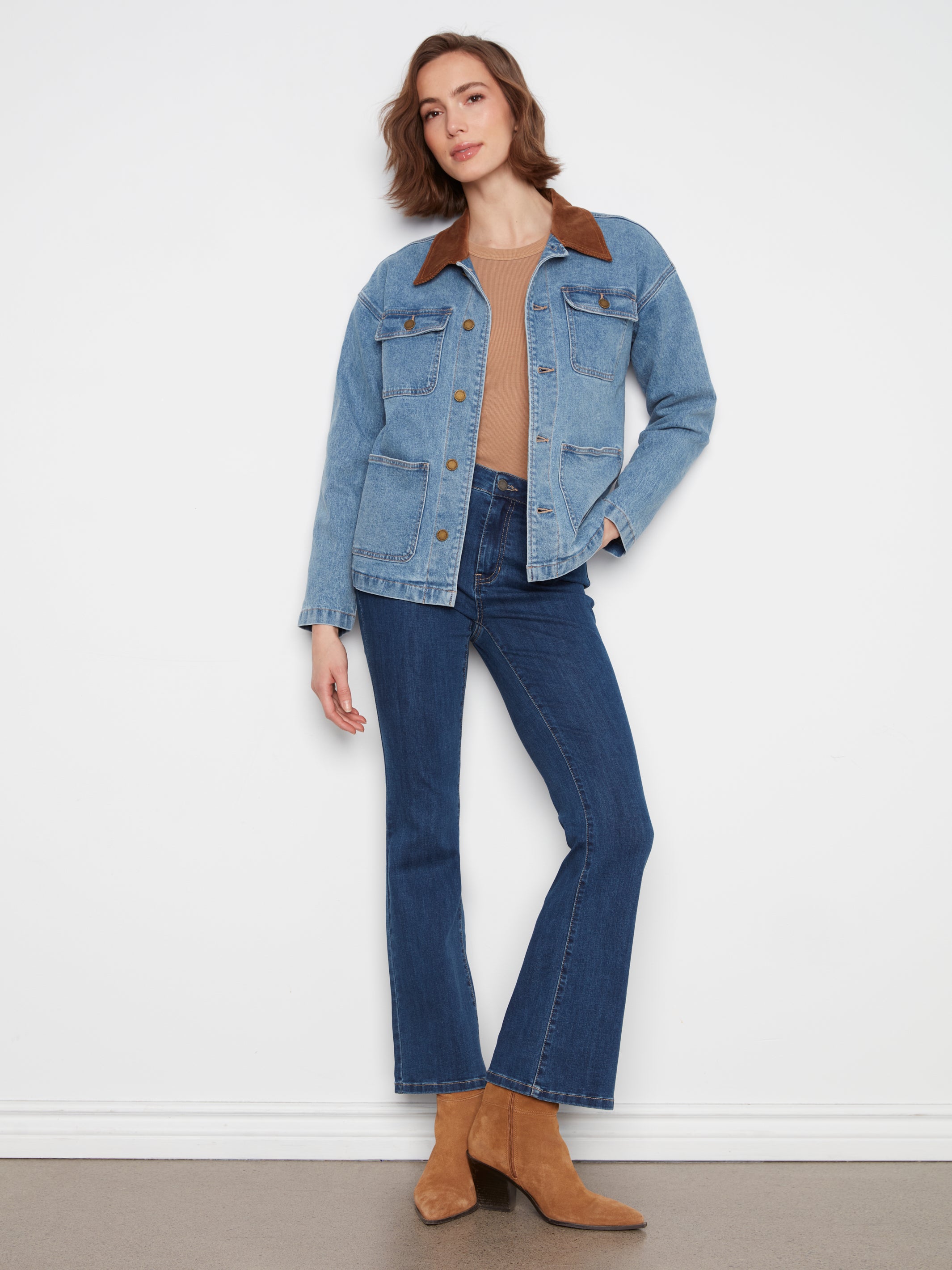 Denim Barn Jacket with Corduroy Collar by Charlie B